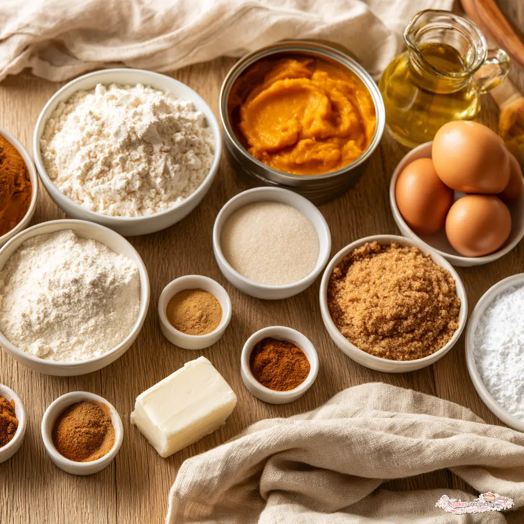 pumpkin bars with cream cheese frosting - main ingredients